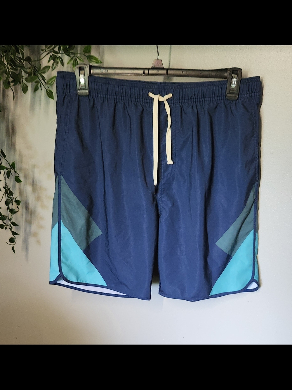 Fair Harbor Navy Blue Men's Swim Trunks with Teal Accent XXL